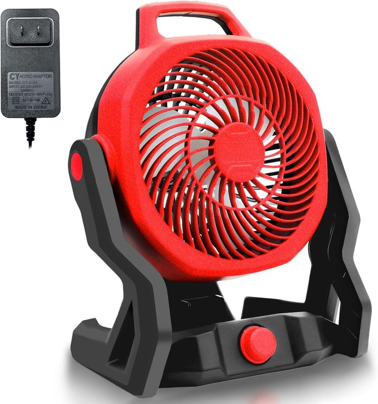 Photo 1 of Battery Powered Fan for Milwaukee M18 18V Battery Variable Speed Battery Operated Fan Furnish AC Adapter, Highest 650 CFM Cordless Fan?Low Noise for Jobsite Camping Fan (No Battery)
