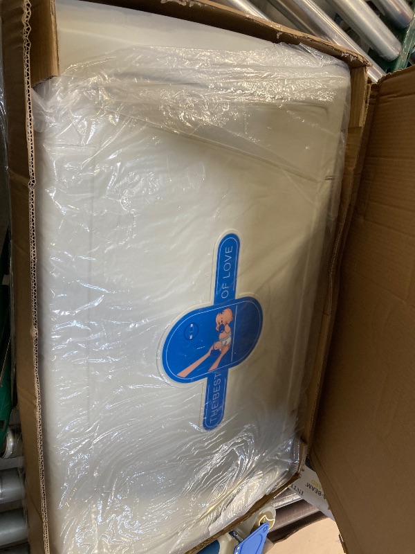 Photo 1 of PLUSSEN Baby Changing Station Wall Mounted, Fold Down Commercial Horizontal Baby Changing Table with Safety Strap, Storage Box, Hanging Rod, Horizontal-X1001