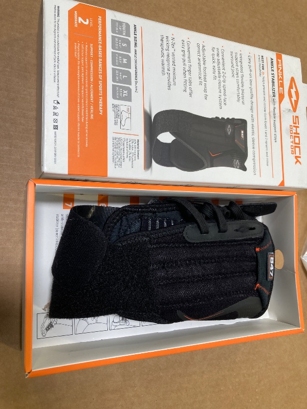 Photo 1 of Shock Doctor Ankle Stabilizer with Flexible Support Stays (Black, Medium)