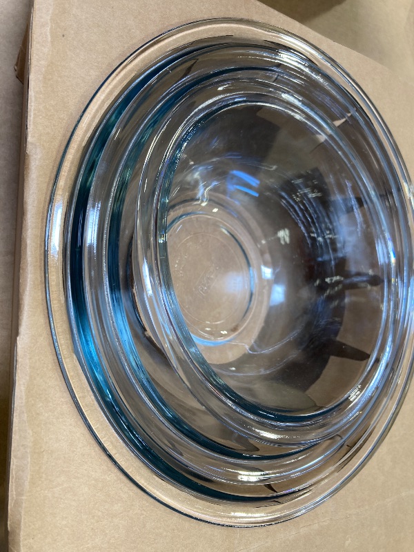 Photo 1 of Pyrex Essentials (3-Piece) Glass Mixing Bowls Set For Prepping, Baking and Cooking, Preheated Oven, Dishwasher, Freezer, and Microwave Safe