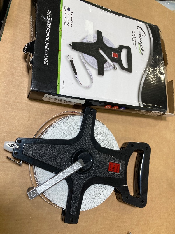Photo 1 of Champion Sports Open Reel Measure Tape, 165 ft, 50 Meters, with Metal Spike, Hand Crank - Open Tape Measure for Track and Field, Long Jump - Durable, Dual-Sided Measuring Reel with Feet and Meters