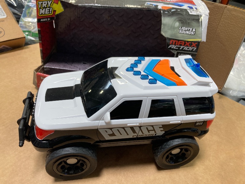 Photo 1 of Sunny Days Entertainment Maxx Action 12’’ Large Police Car Toy – Siren Sounds and Bright Lights | Motorized Drive and Soft Grip Tires | Rescue SUV Patrol Vehicle for Kids 3-8