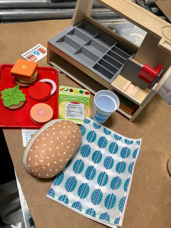 Photo 1 of Melissa & Doug Wooden Slice & Stack Sandwich Counter with Deli Slicer – Pretend Play Food Pieces