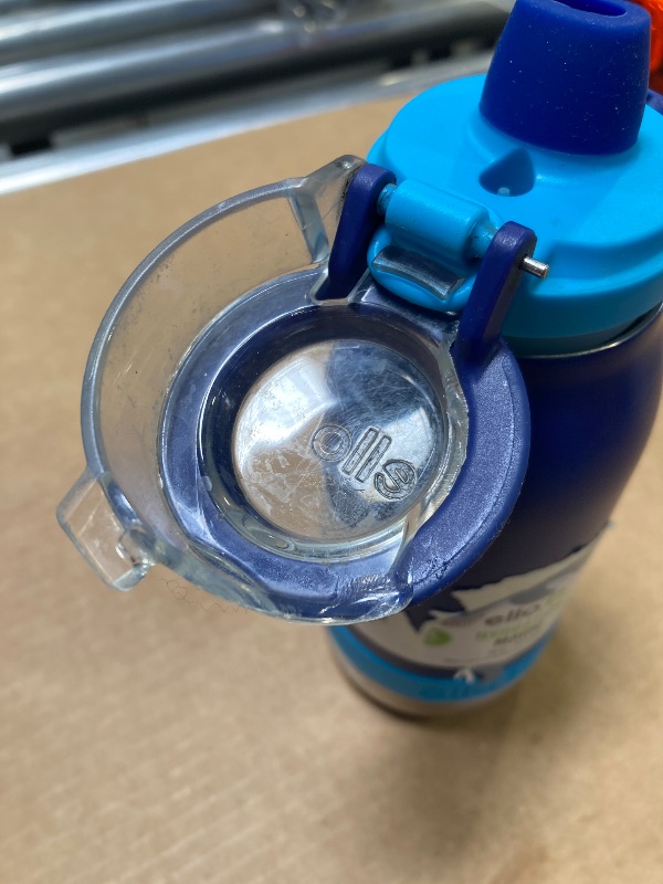 Photo 1 of Ello Emma 14oz Vacuum Insulated Stainless Steel Kids Water Bottle with Straw and Built-in Carrying Handle and Leak-Proof Locking Lid for School Backpack, Lunchbox and Outdoor Sports, Touchdown Blue