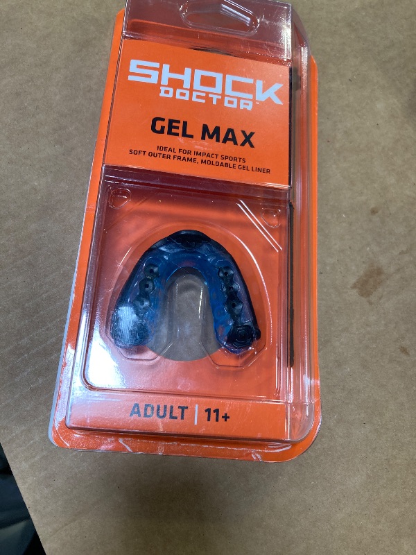 Photo 1 of Shock Doctor Mouth Guard Sports, Hockey, Lacrosse, Baseball, Wrestling Moutguard, Gel Max Heavy Duty Protection & Custom Fit, Football Mouth Guard with Strap, Adult & Youth Mouthguard