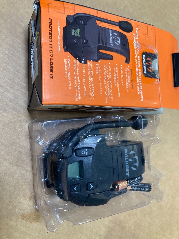 Photo 1 of WALKER'S Razor Walkie Talkie Attachment - 22 Channels 3 Miles Range Distance Voice-Activated Handsfree Communication Device for Razor Shooting Muffs, 3 AAA Batteries Included