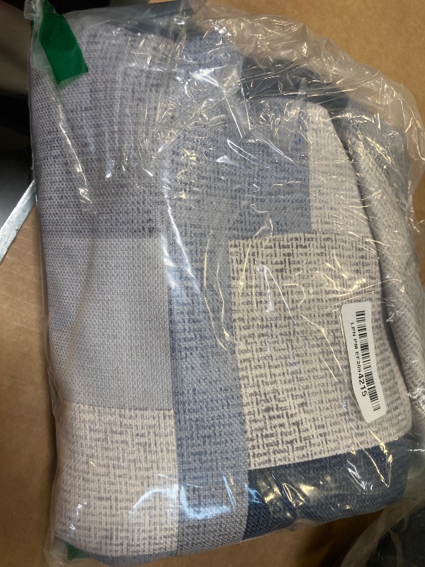 Photo 1 of No. 918 Blockade Geometric Blocks Semi-Sheer Grommet Curtain Panel, 40" x 84, Navy