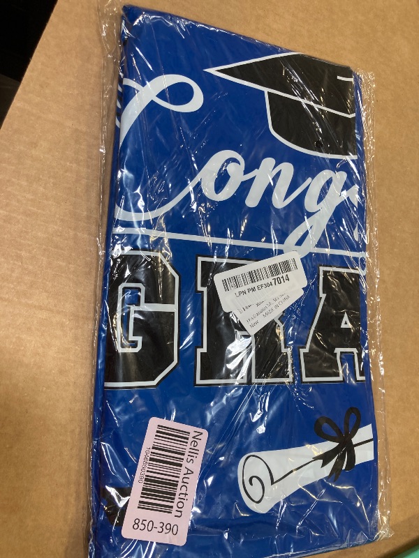 Photo 1 of 3 Pcs Graduation Tablecloth - Congrats Grad Table Cloth for Class of 2025, Disposable Plastic Rectangle Grad Table Cover for Graduation Party Decorations 2025 and Party Supplies, 54 x 108 Inch (Blue)