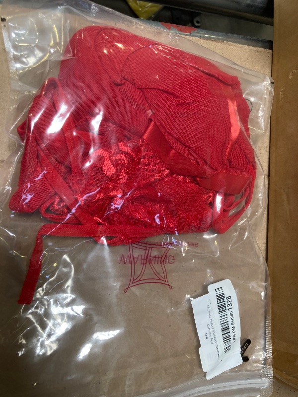 Photo 1 of 18W---Avidlove Plus Size Lingerie for women Lace Chemise Halter Backless Sleepwear Carmine Red