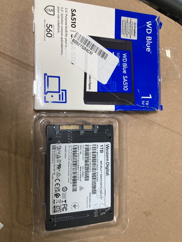 Photo 1 of Western Digital 1TB WD Blue SA510 SATA Internal Solid State Drive SSD - SATA III 6 Gb/s, 2.5"/7mm, Up to 560 MB/s - WDS100T3B0A1046850475
 