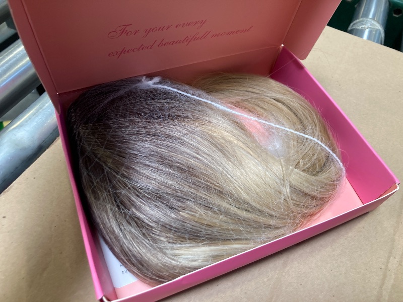 Photo 1 of Ms Taj Hair Topper 12 Inch Hair Toppers for Women with Thinning Hair 6.5"x6.5" Large Base Synthetic Hair Topper with Bangs Fiber Wiglets Ladies-Ombre Blonde with Dark Root