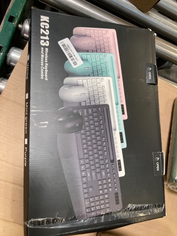 Photo 1 of Wireless Keyboard and Mouse Combo - Full-Sized Ergonomic Keyboard with Wrist Rest, Phone Holder, Sleep Mode, Silent 2.4GHz Cordless Keyboard Mouse Combo for Computer, Laptop, PC, Mac, Windows -Trueque
