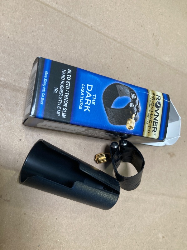 Photo 1 of Rovner Ligature & Plastic Cap for Alto Standard Saxophone - Dark Ligature for Hard Rubber Mouthpiece (1RL)