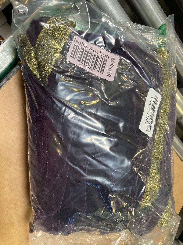 Photo 1 of TOONRAIN Velvet Wizard Hooded Robe for Adult, Medieval Cape Renaissance Cloak for Men Women Halloween Costume (Purple,140cm)