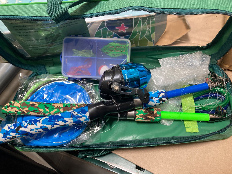 Photo 1 of WIDDEN Kids Fishing Pole, 2 Pack Kids Fishing Rod Portable Fishing Rod with Double-Layer Tackle Box, Fishing Line, Reel, Bucket, Net for Boy, Girl, Youth, Beginner 