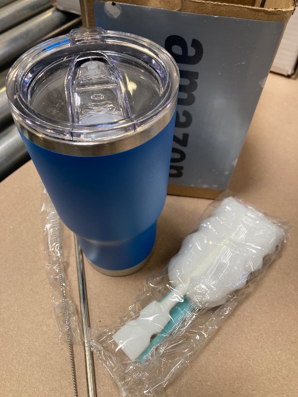 Photo 1 of 20 oz Tumbler with Handle Stainless Steel Insulated Coffee Mug Tumbler with Lid and Straw Double Wall Vacuum Insulated Coffee Mug Leak Proof Travel Mug Tumbler for Hot and Cold Drink (Sea Blue,1pack)