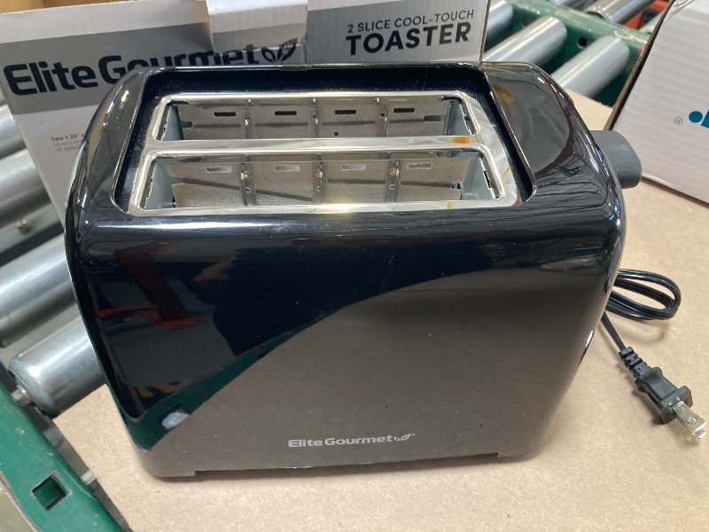Photo 1 of Elite Gourmet ECT1027B Cool Touch Toaster with 6 Temperature Settings & Extra Wide 1.25" Slots for Bagels, Waffles, Specialty Breads, Puff Pastry, Snacks, ETL Certified, 2 Slices, Black