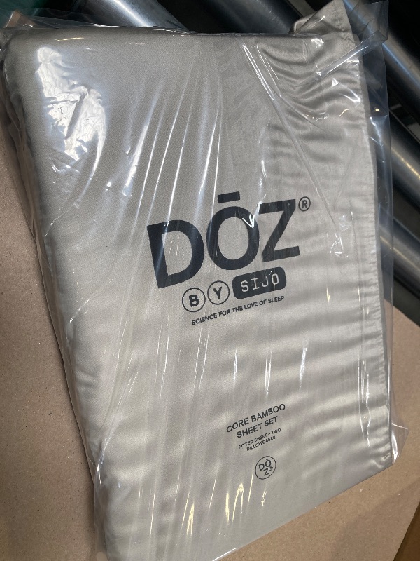 Photo 1 of DOZ Sheet Set, 100% Viscose derived from Bamboo, Organically Grown, Buttery Soft, Cooling Sheets, High GSM, Deep Pockets - 3 Piece - 2 Pillowcases 1 Fitted Sheet (Fog, Queen)