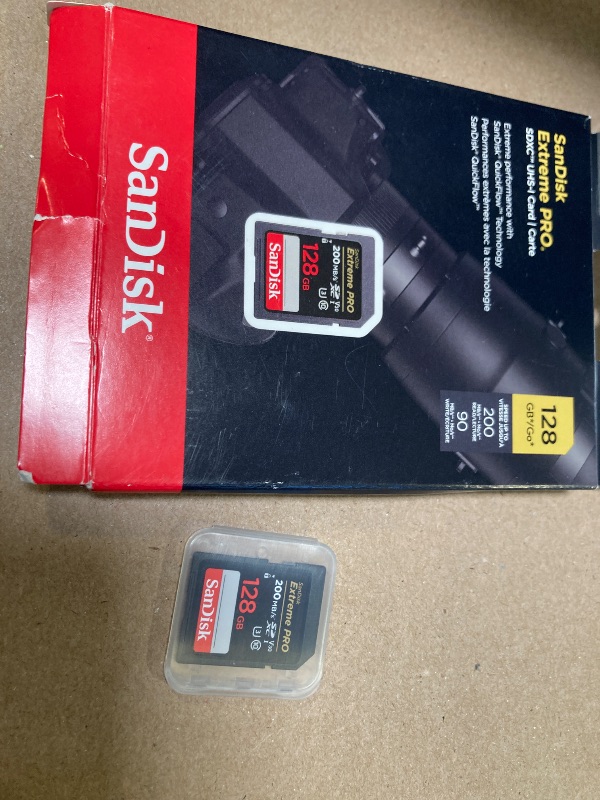 Photo 1 of SanDisk 128GB Extreme PRO SDXC UHS-I Memory Card - C10, U3, V30, 4K UHD, SD Card - SDSDXXD-128G-GN4IN