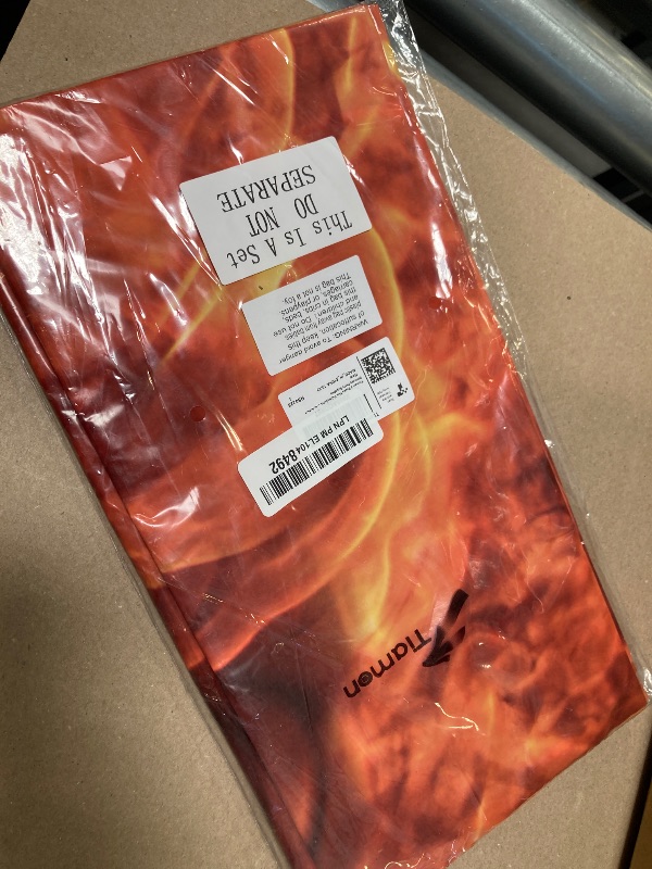Photo 1 of Tiamon 3 Packs Fire Tablecloths Flame Plastic Table Covers Fire Flame Rectangle Disposable Tablecloths Decorations for Picnic Home Outdoor Indoor Birthday Party Supplies