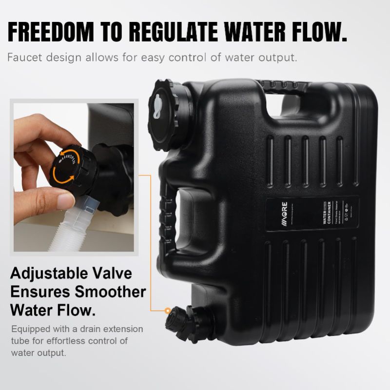 Photo 1 of 1MORE Camping Water Jug, Camping Water Container,3.17 Gallon BPA Free Water Storage with Spigot, Large Water Tank,Portable Emergency Water Storage for Camping,Car, Hiking, Hurricane Supplies.Black