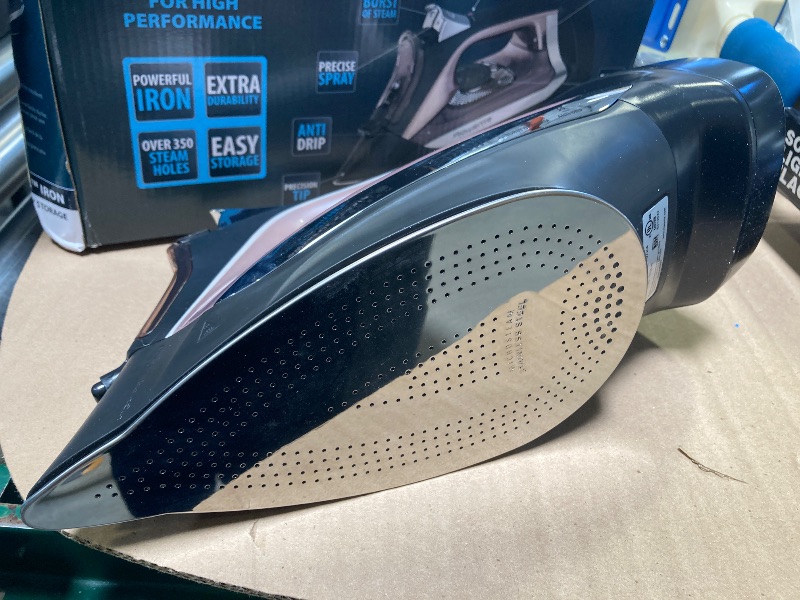 Photo 1 of Rowenta Access Stainless Steel Soleplate Steam Iron with Retractable Cord, Powerful Steam Diffusion, Auto-off and Anti-Drip, 1725 Watts, Black Clothes Iron, DW2459