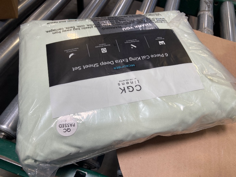 Photo 1 of Extra Deep Cal King Sheet Set - 6 Piece Breathable & Cooling Sheets - Hotel Luxury Bedding Set w/18-24 Inch Extra Deep Pockets - Easy Fit - Super Soft, Wrinkle Free & Comfy - Light Sage, Cal King Size