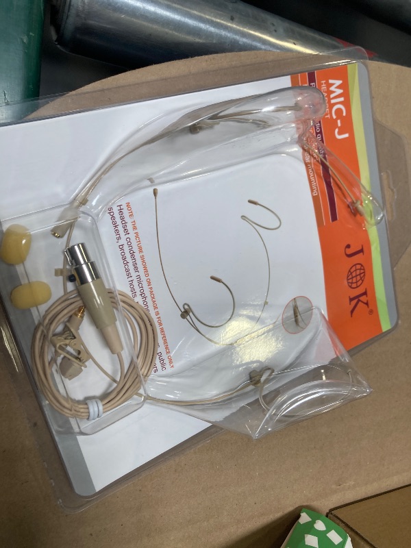 Photo 1 of J K Pro Earhook Headset Headworn Microphone MIC-J 071S Compatible with Shure Wireless System - Mini XLR TA4F Detachable Cable