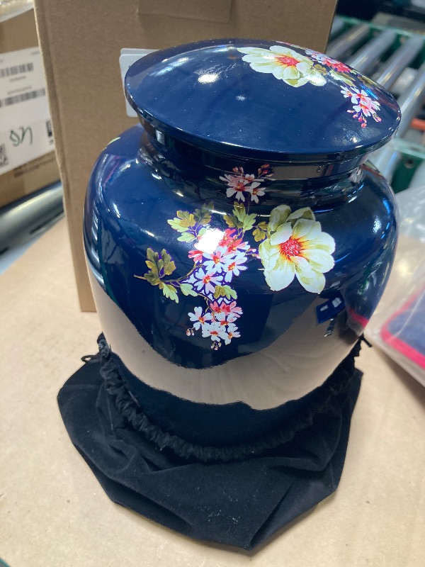 Photo 1 of ULTRGEE Urns for Human Ashes Adult Male or Female, Decorative Urns with Non-Slip Felt Bottom and Velvet Pouch Aluminium Funeral and Memorial Cremation Urns for Human Ashes - Flower