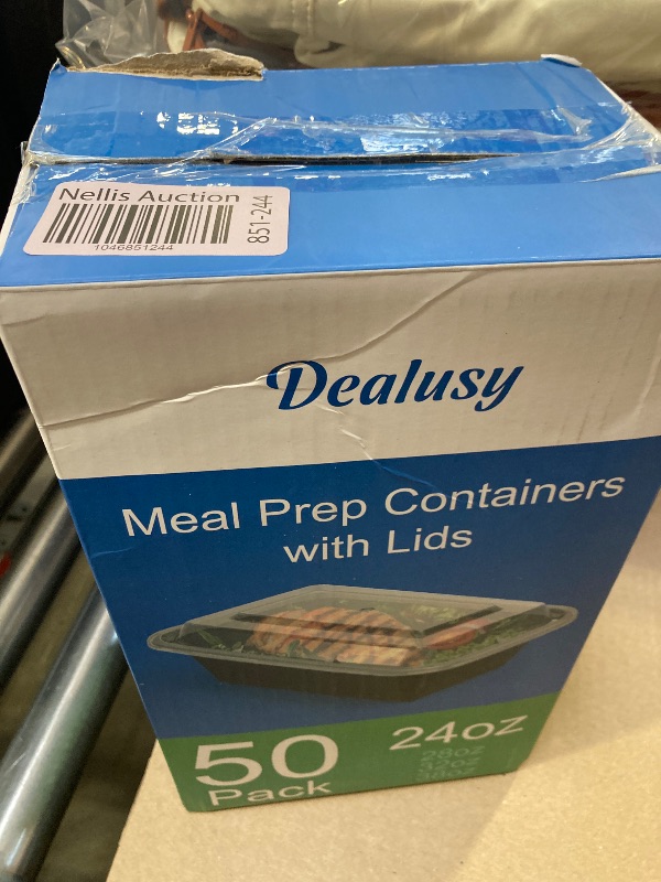 Photo 1 of Dealusy 50 Pack (100-Piece) 24 oz Meal Prep Containers Reusable with Lids, Sturdy Leakproof & Food Safe, Microwave, Freezer, Dishwasher Safe Prep Containers, To Go Take Out Plastic Food Storage