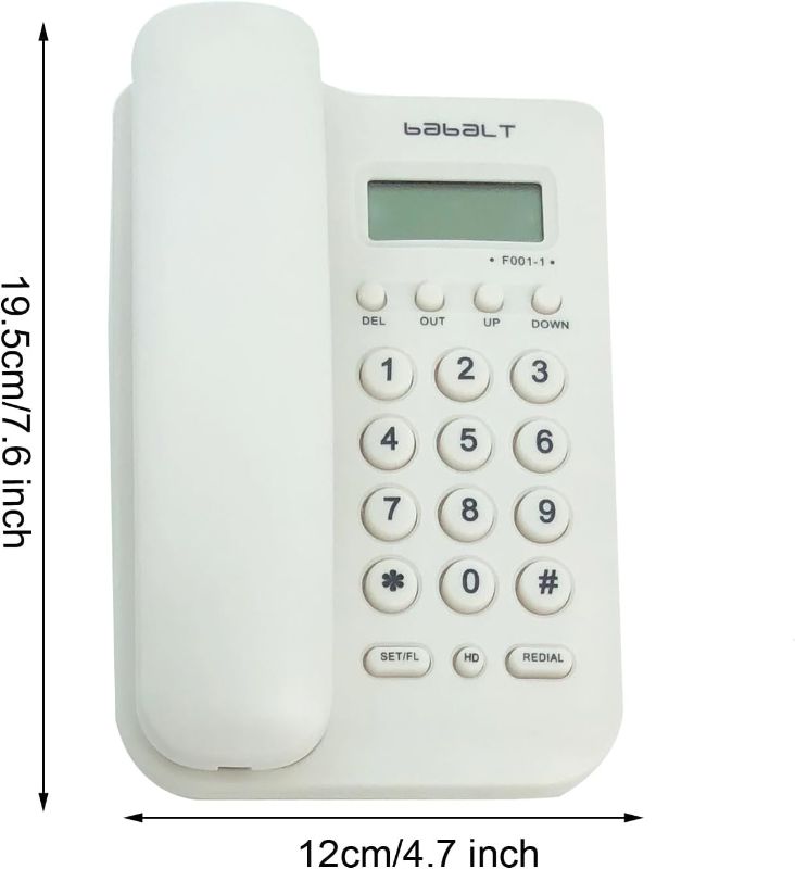 Photo 1 of Corded Basic Landline Phone, TelPal FSK/DTMF Simple Caller ID Telephone with LCD Incoming Call Number Display, Small Desk/Wall Mountable Analog Phone for Home Office (White)