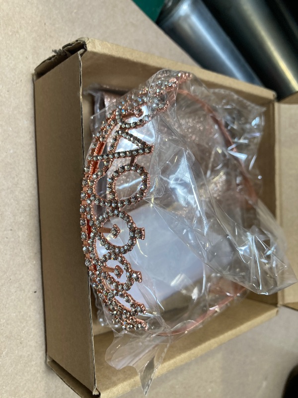Photo 1 of BRT Bearingshui 49th Birthday Tiara and Sash for Woman, Rose Gold Tiara and Sash for Fabulous 49th Birthday Party Favor Supplies