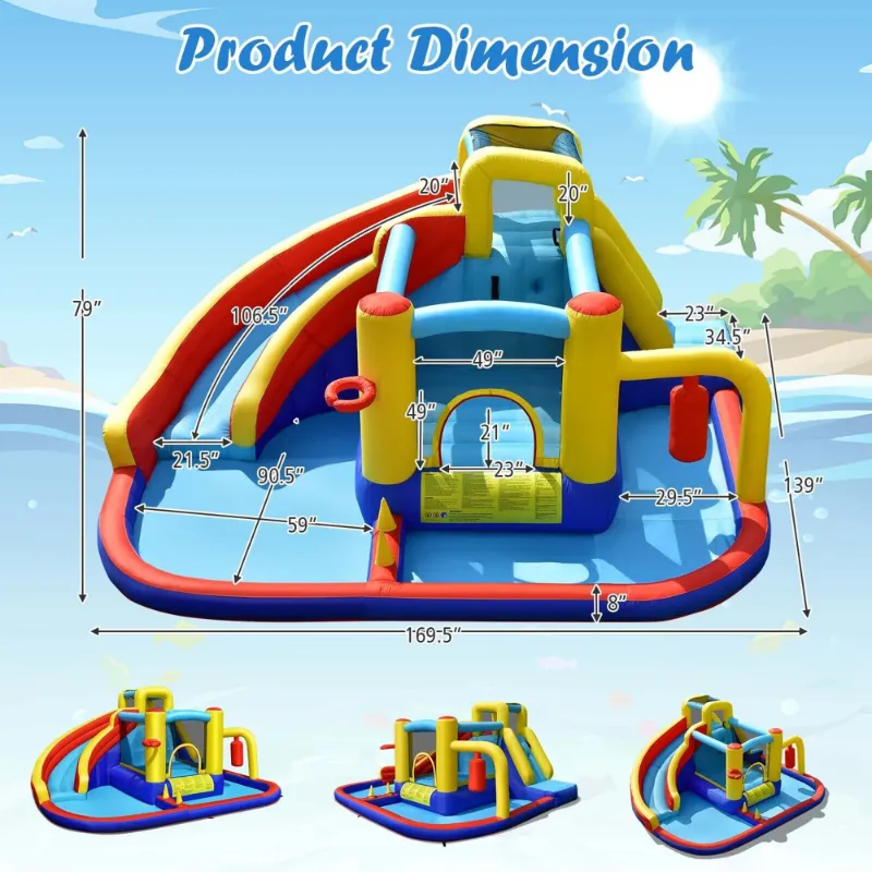 Photo 1 of 1pc   Gymax  Inflatable Water Slide Water Park Kids Bounce Castle 