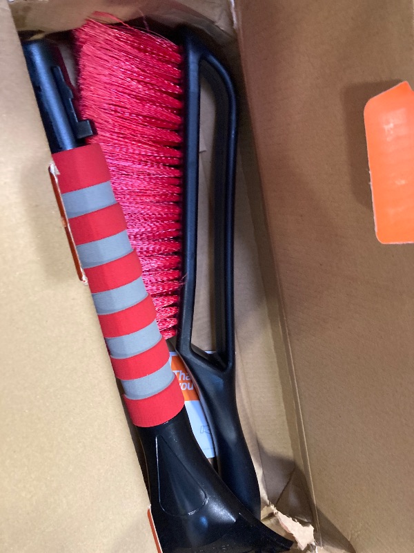 Photo 1 of AstroAI 27" Snow Brush and Ice Scrapers for Car Windshield, Detachable Snow Scrapers with Ergonomic Foam Grip for Cars, Trucks, SUVs (Heavy Duty ABS, PVC Brush, Red)