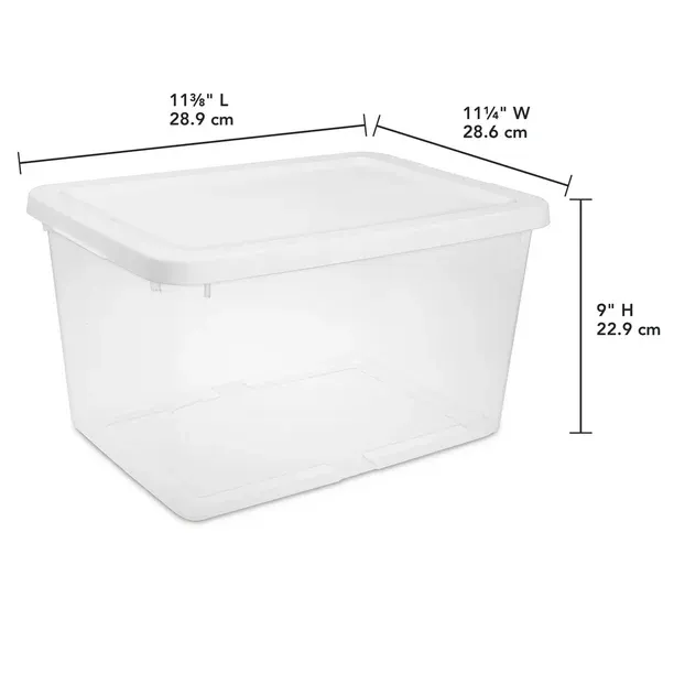 Photo 1 of Sterilite Small Storage Bin, 20 Quart Clear Plastic Storage Container with Snap-On Lid, White
