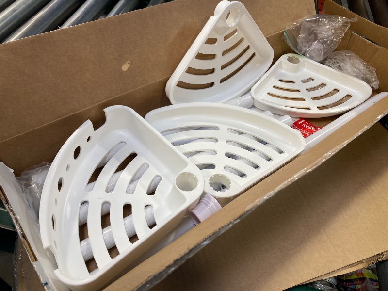 Photo 1 of Mainstays Adjustable Tension Steel Shower Pole Caddy 3 Shelves 60 - 96 White Finish

