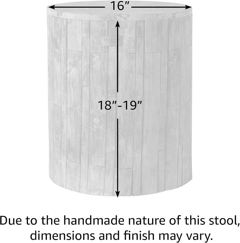 Photo 1 of Patio Sense 62420 Elyse Round Rustic Garden Stool Wood Outdoor Seating & End Table Portable Adaptable Outdoor Furniture Ideal for Entertaining, Gardening & Decor - Seasoned Patina Finish
