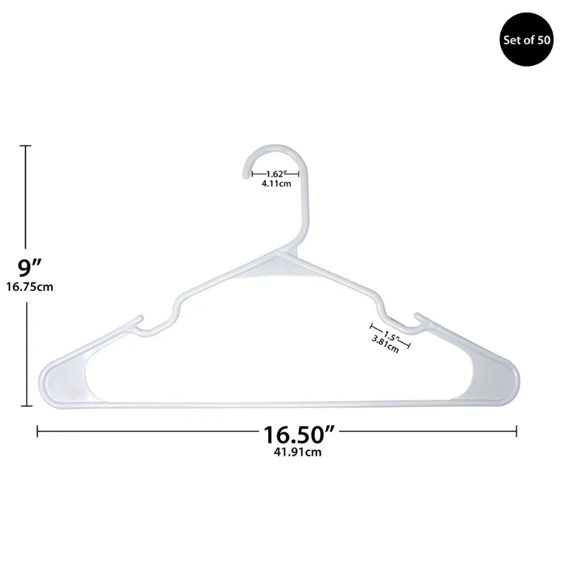 Photo 1 of Mainstays Plastic Clothes Hangers - 50 Pack, Lightweight & Durable - Everyday Use - White