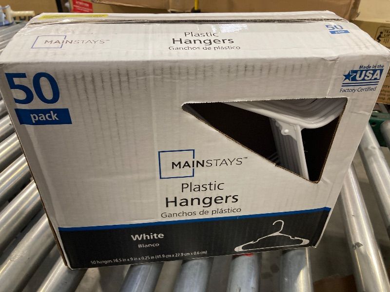 Photo 1 of Mainstays Plastic Clothes Hangers - 50 Pack, Lightweight & Durable - Everyday Use - White	