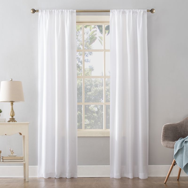 Photo 1 of 1panel---Mainstays Textured Solid Curtain Single Panel 38 X 63 White	