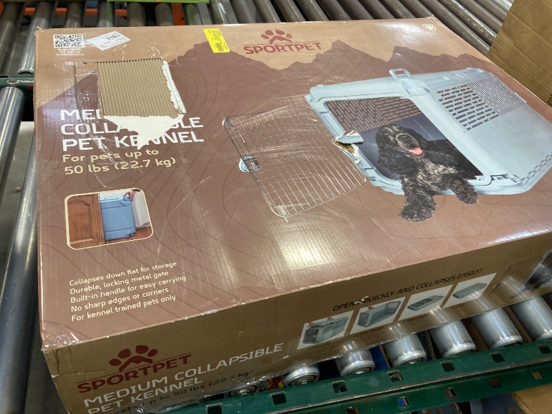 Photo 1 of SPORT PET Plastic Kennels Rolling Plastic Wire Door Travel Dog Crate, Collabsible Kennel, 22.1" L x 23.3" W x 30.6" H