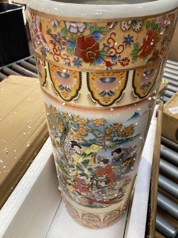 Photo 1 of Red Lantern 24" Horse in Meadow Porcelain Umbrella Stand