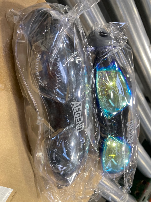 Photo 1 of Aegend Swim Goggles, 2 Pack UV Protection, Adjustable, Anti Fog Swimming Goggles No Leaking Adult Men Women Youth, Aqua & Bright Sliver