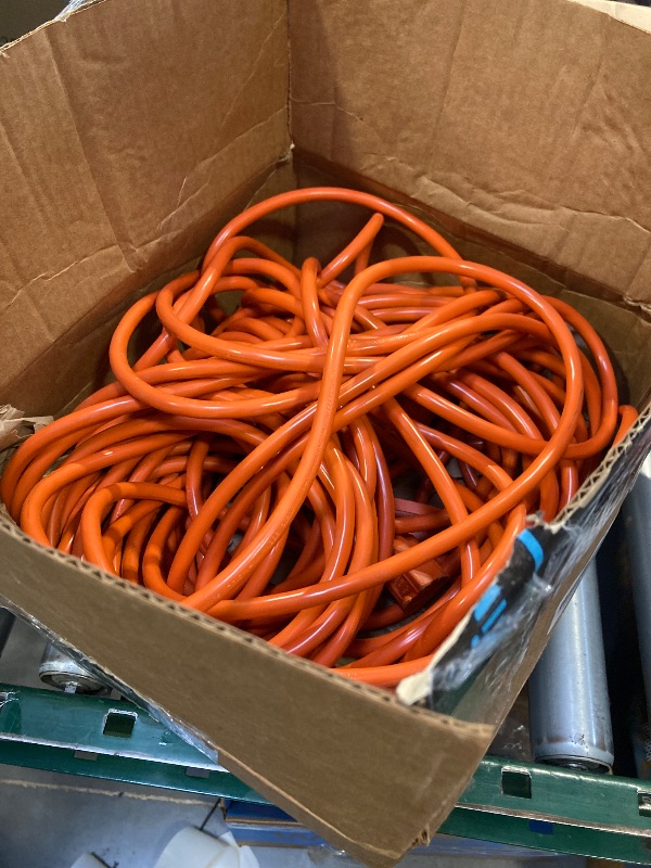 Photo 1 of UBOORY Outdoor Extension Cord Waterproof 100 FT, Orange 14/3 SJTW Heavy Duty, Flexible 100% Copper 3 Prong Extension Cord for Lawn, Garage,UL Listed