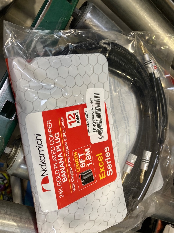 Photo 1 of Nakamichi Excel Series 24k Gold Plated Banana Plug with (6 Feet) 12AWG Speaker Cable Wire 99.9% Oxygen-Free Copper (OFC) Heavy Duty Braided for Amplifier Hi-Fi Home Theatre - Black (6ft/1.8m)