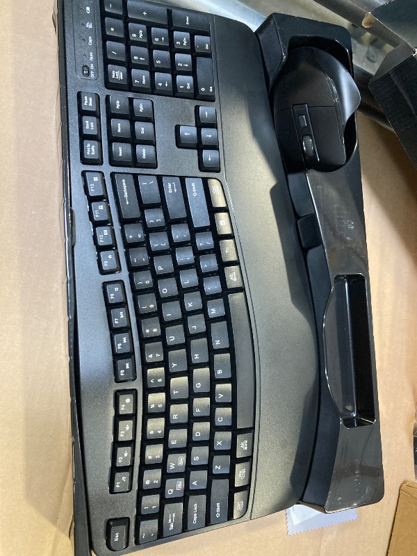 Photo 1 of Wireless Keyboard and Mouse Combo, 2.4G Full Size Wave Keys Ergonomic Keyboard with Wrist Rest and 3-Level DPI Adjustable Wireless Ergonomic Mouse for Windows, Mac OS Desktop/Laptop/PC(Black)