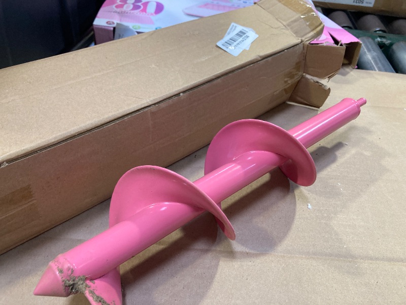 Photo 1 of TCBWFY 3.5" x16 Inch Pink Garden Auger Drill Bit for Planting- Perfect for Planting Bulbs, Flowers, and Small Trees