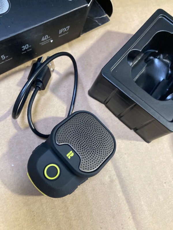 Photo 1 of Rythflo Wearable Bluetooth V5.3 Speaker, 30H Working Time Clip-On Wireless Jobsite Water-Resistant TWS Portable Speaker, IPX7 Waterproof, Built-in ENC Mic for Hands-Free Music/Calls