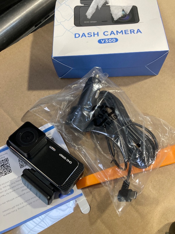Photo 1 of Dash Cam 1296P Front Dashcam, V300 WiFi Dash Camera for Cars with App, Night Vision, Mini Hidden Single Car Camera, Loop Recording, 24H Parking Mode, Support 256GB Max, Black