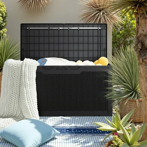 Photo 1 of   Outdoor Resin Deck Box, Black
 
